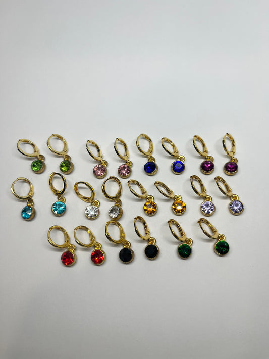 Gold Gem Hoops