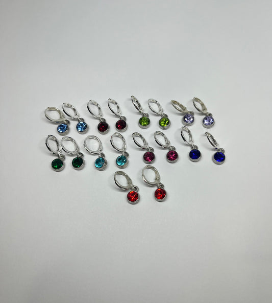 Silver Gem Hoops