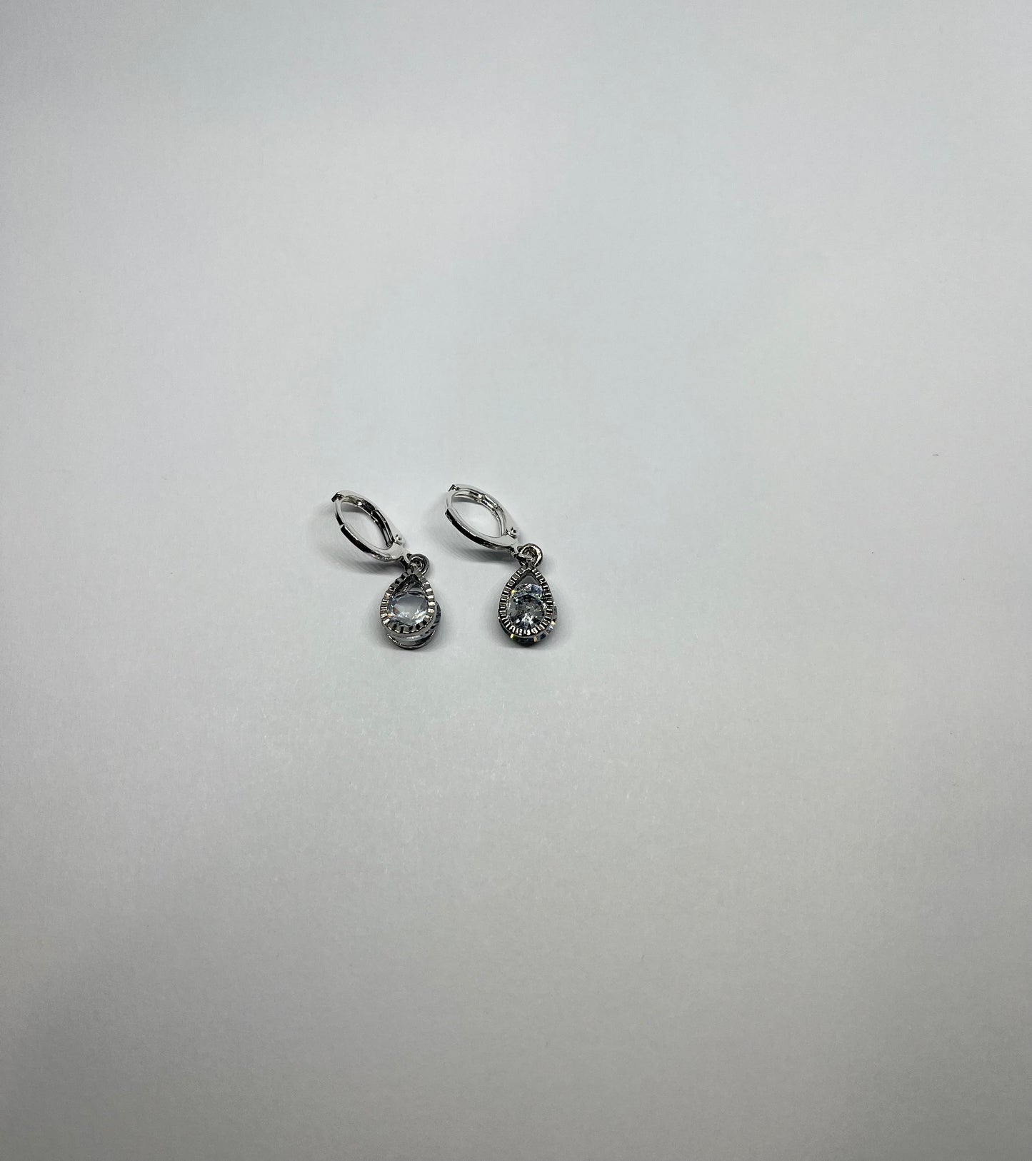 Silver Drop Gem Hoops